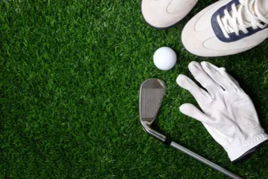 golf shoes, ball, glove and driver